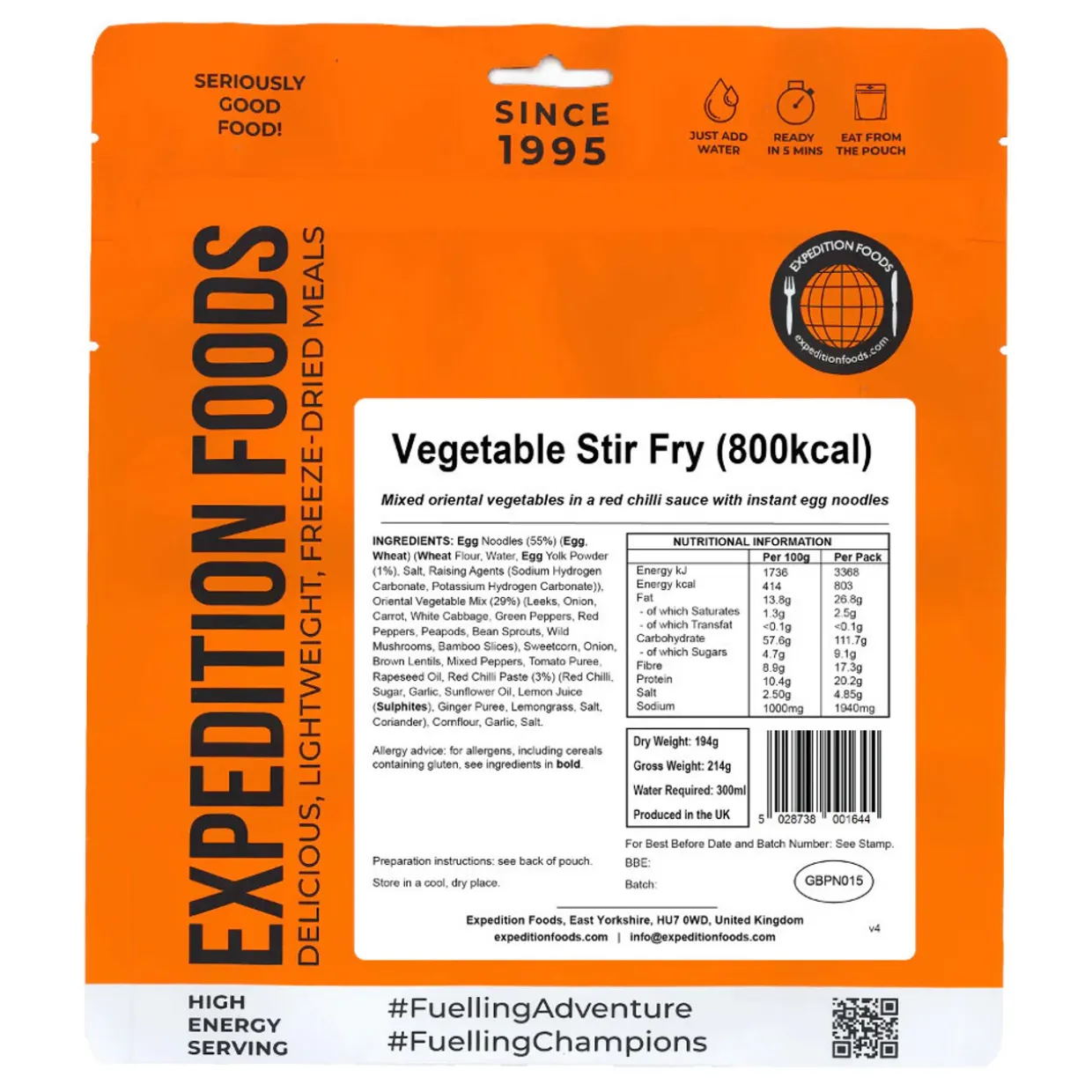 Vegetable Stir Fry (High Energy Serving)